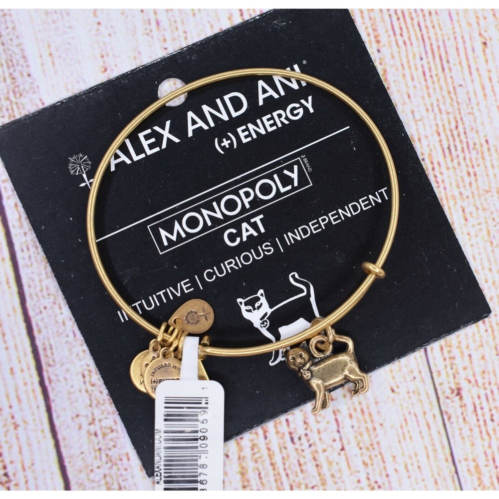 NEW NWT Alex and Ani Monopoly Cat Gold Bracelet W/Card